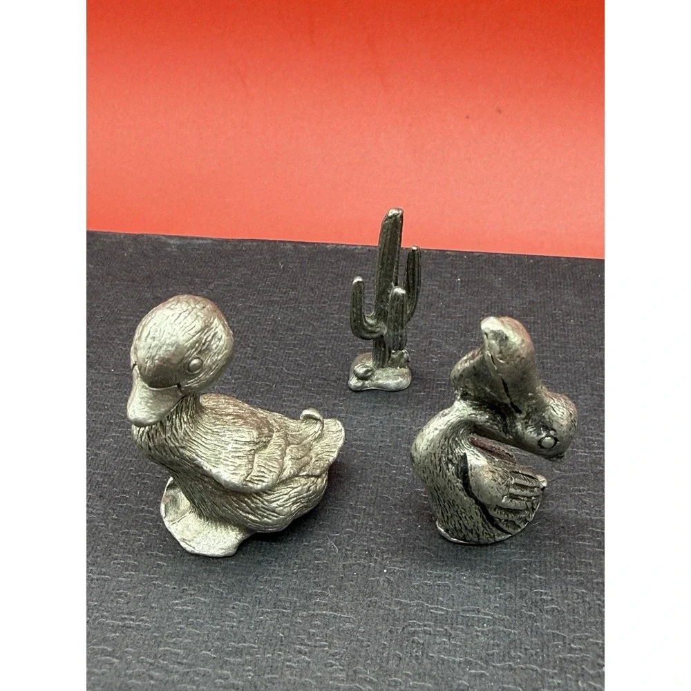 Vintage Little Figurines Lot of 9 Fine Pewter 1976 Animals, Birds